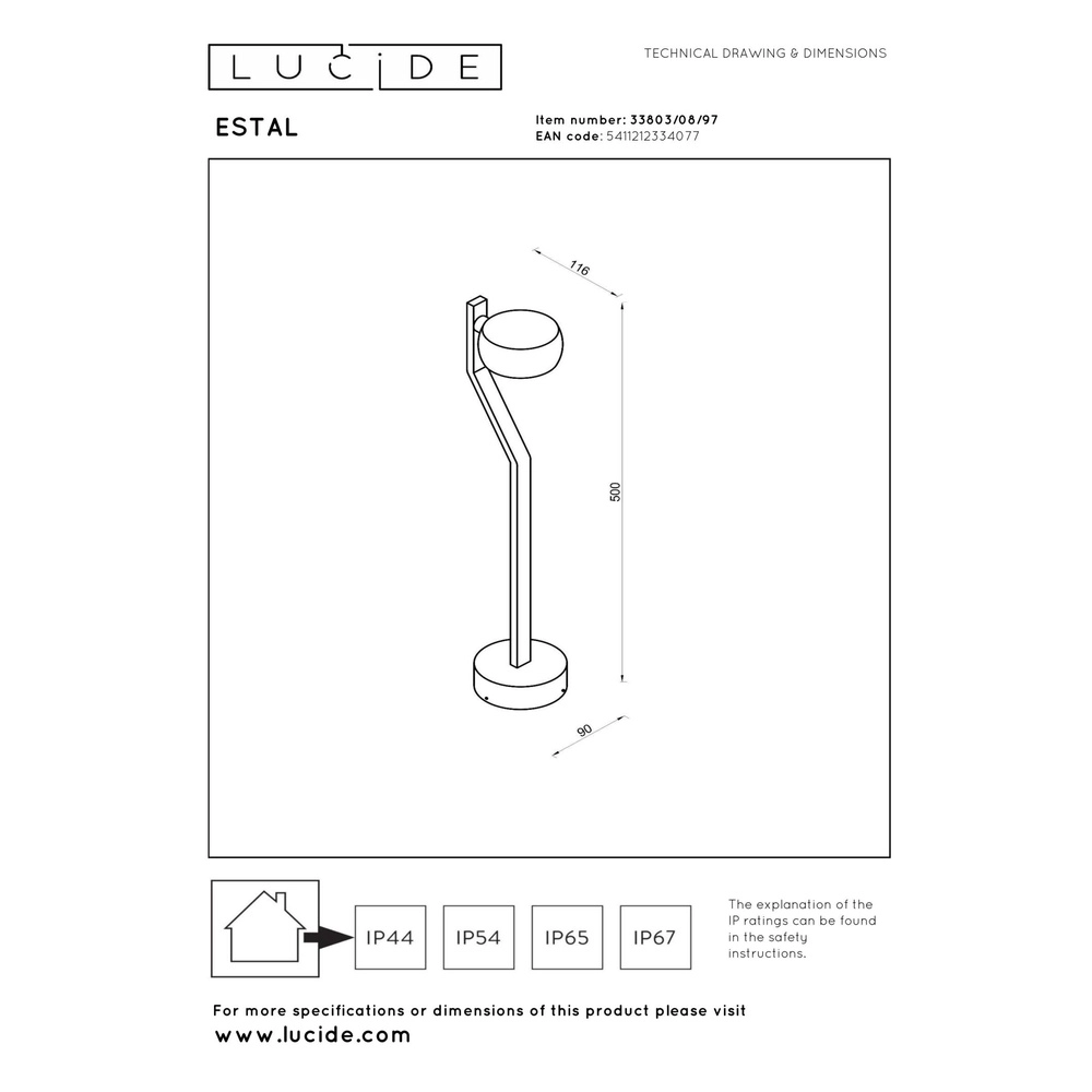 Lampe de jardin Estal Brun rouille Lucide 5411212334077