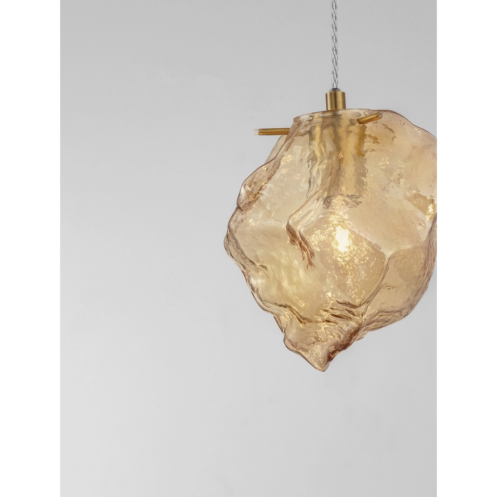 Suspension Odelle Or avec verre ambré Lyora 5212017434388