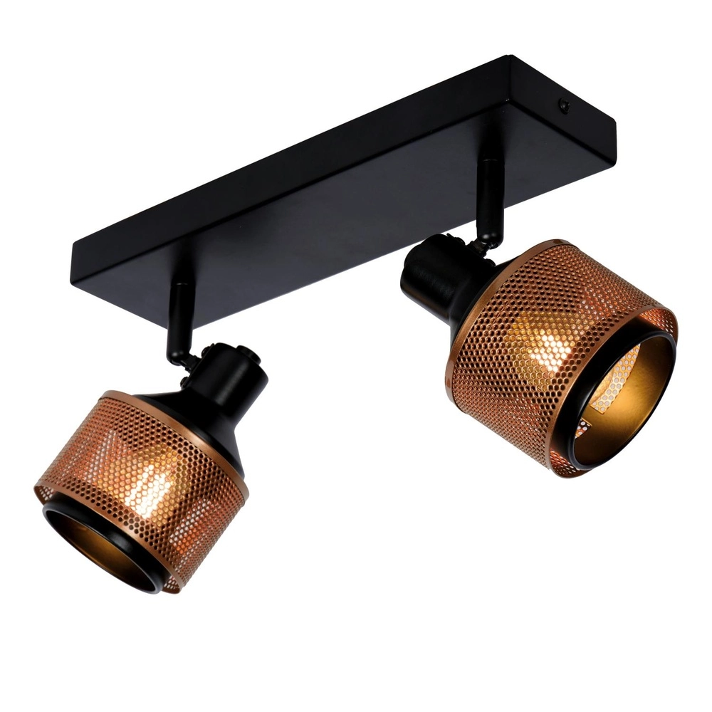 Lampe de plafond Rafa 2-noir clair avec cuivre Lucide 5411212771292