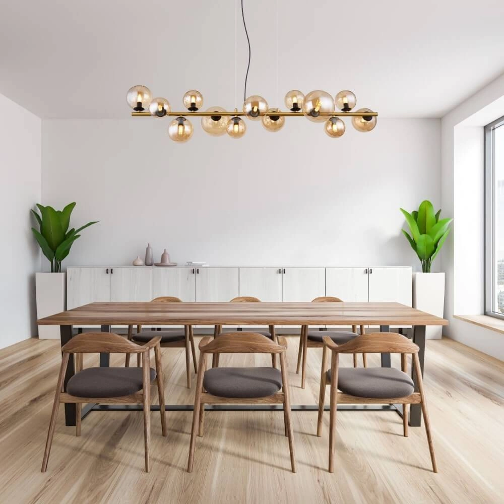 Lampe suspendue dorée Riha design avec verre ambré Globo 9007371448838