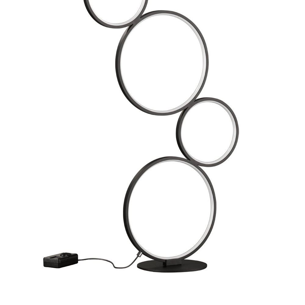 Lampadaire Rondo 5 anneaux noir Trio 4017807423853