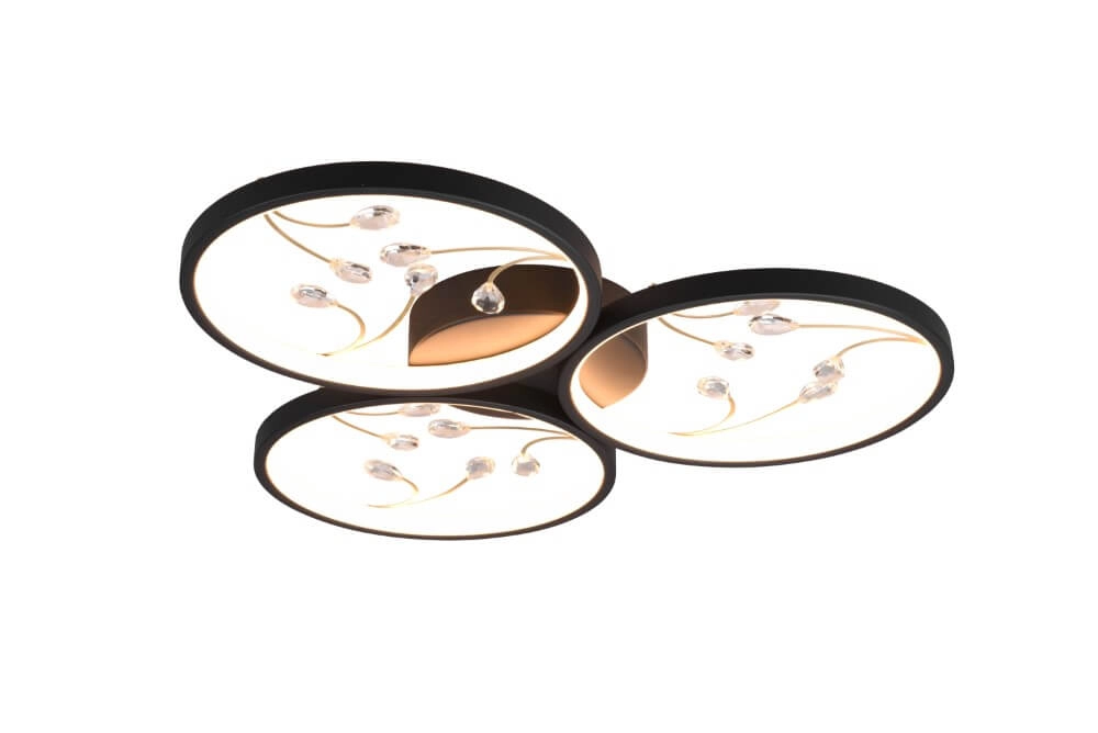 Plafonnier LED noir Groovy 3 lumières Trio 4017807541816