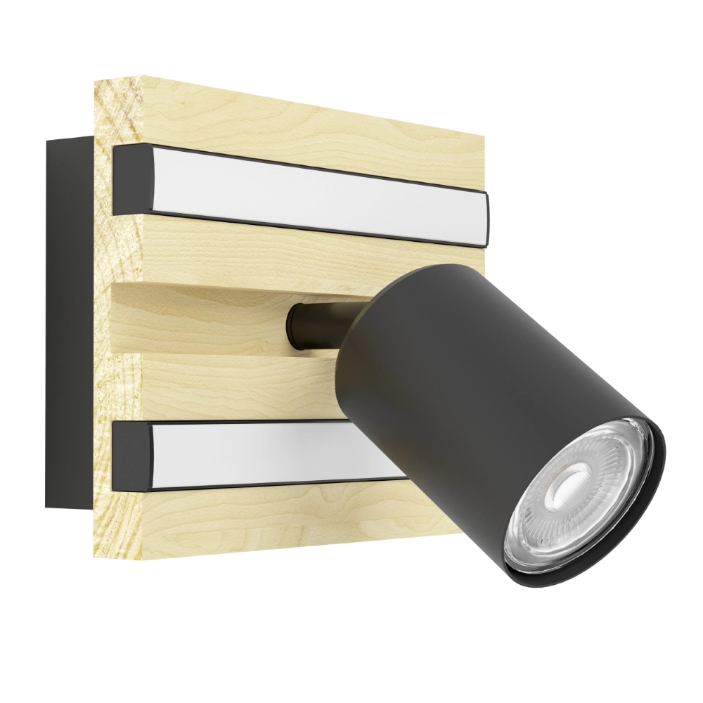 Single wall lamp Gesteira black with wood