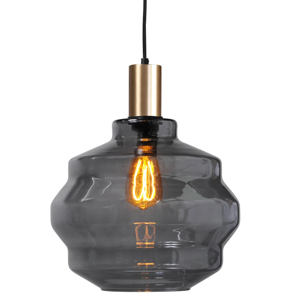 Lampe suspendue 3 lumières - dorée - Porto avec verres à fumée Ball - Ø 30cm Masterlight 8718121269610