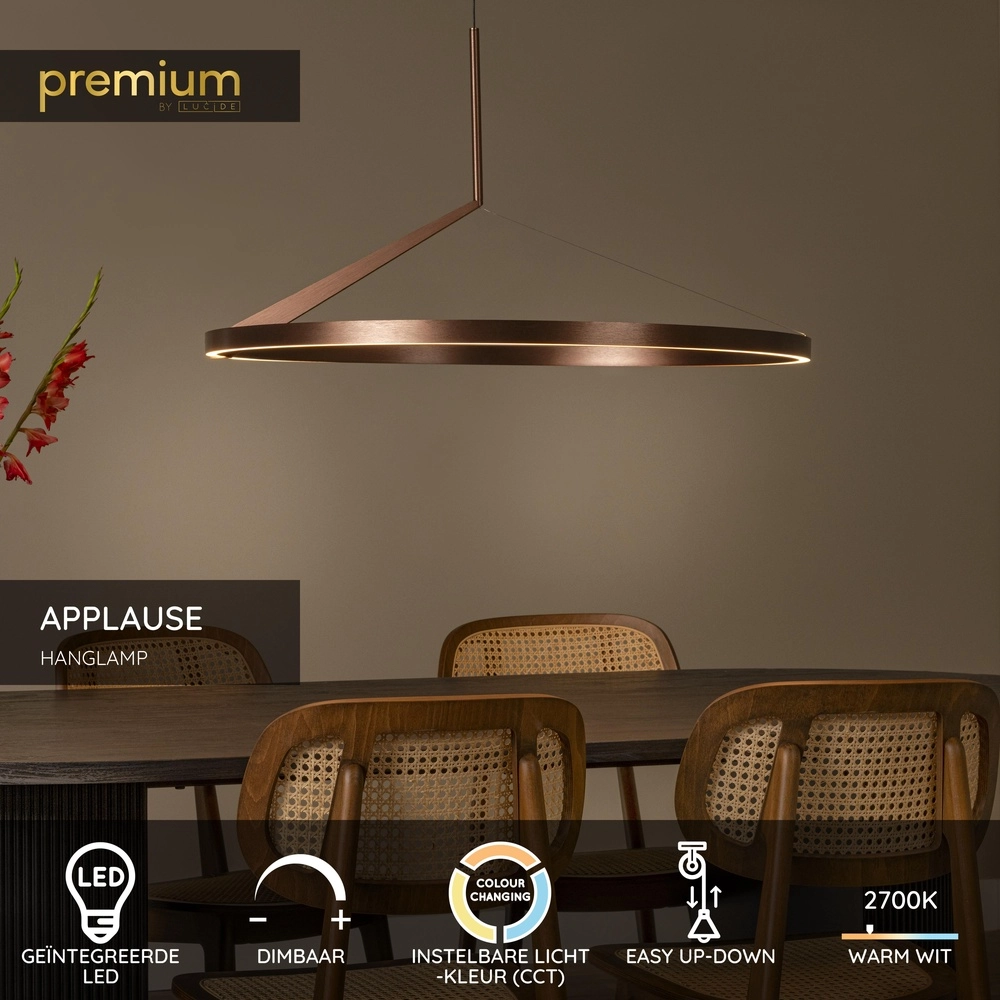 Suspension LED élégante Applause cuivre - Ø 80 cm Premium by Lucide 5411212221858