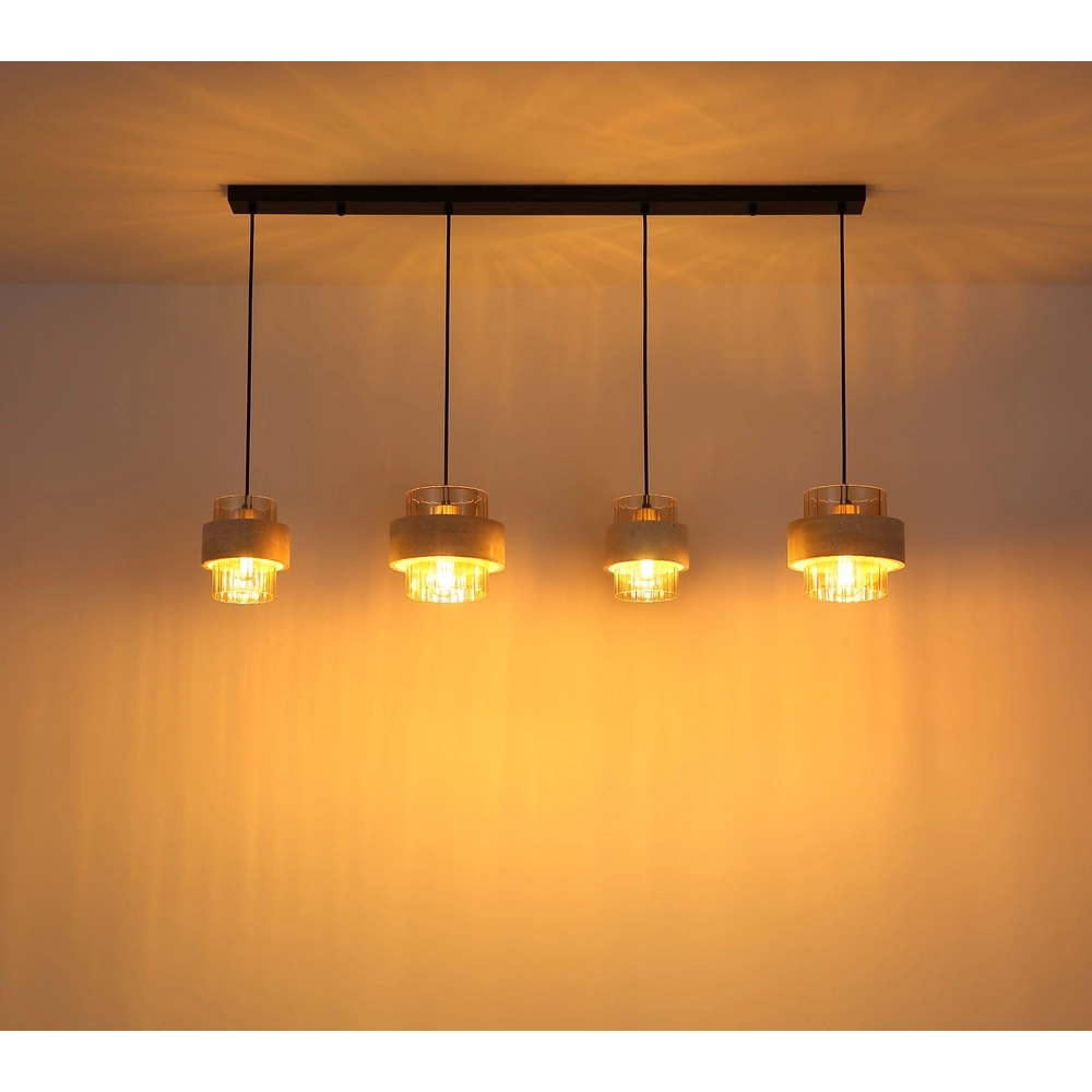 Lampe suspendue à 4 lumières Daren noir avec marbre Globo 9007371592654