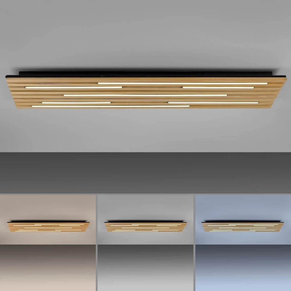 Plafonnier rectangulaire Q-Akustik bois Paul Neuhaus 4012248385371