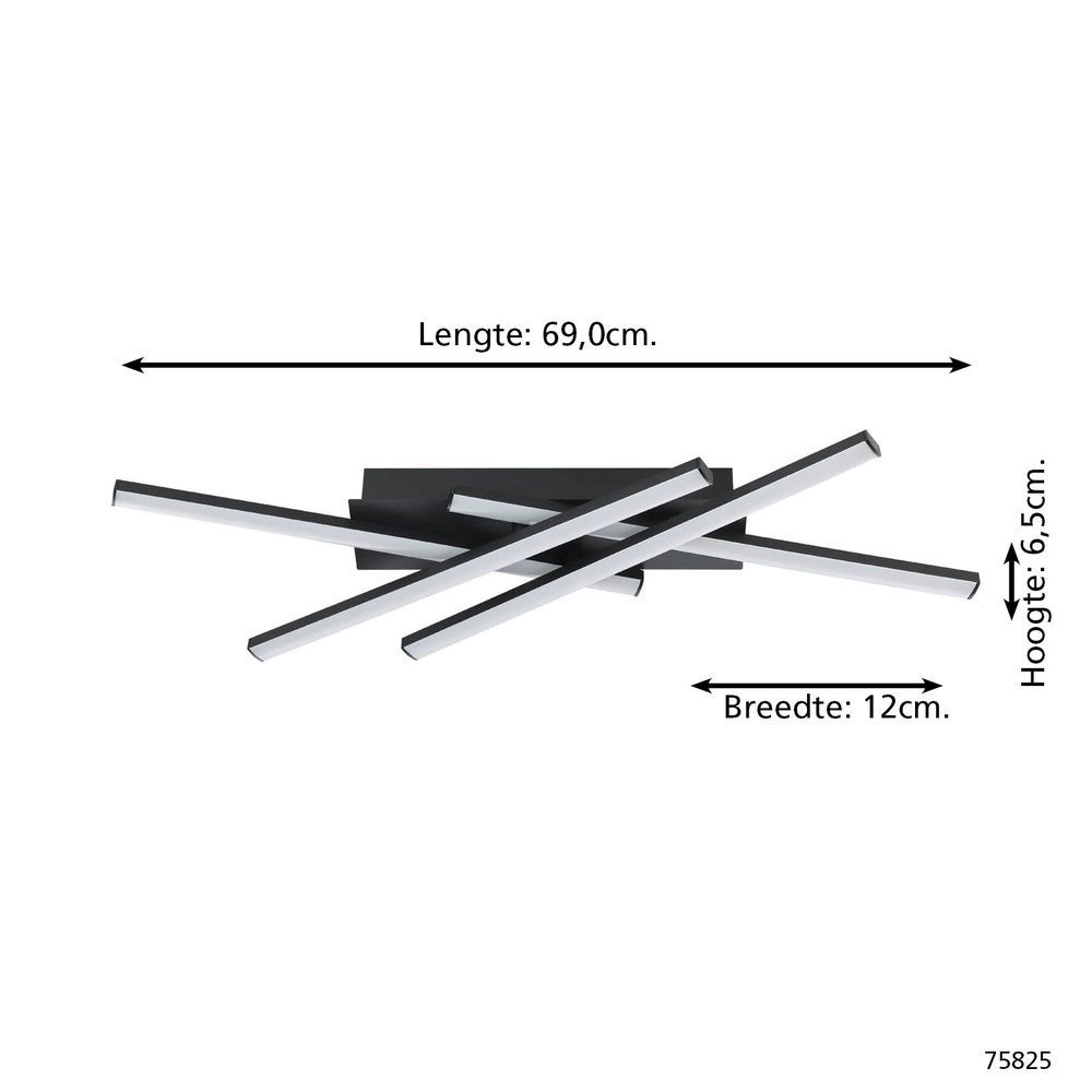 Plafonnier design Vascella noir 69x12cm Eglo 9002759758257