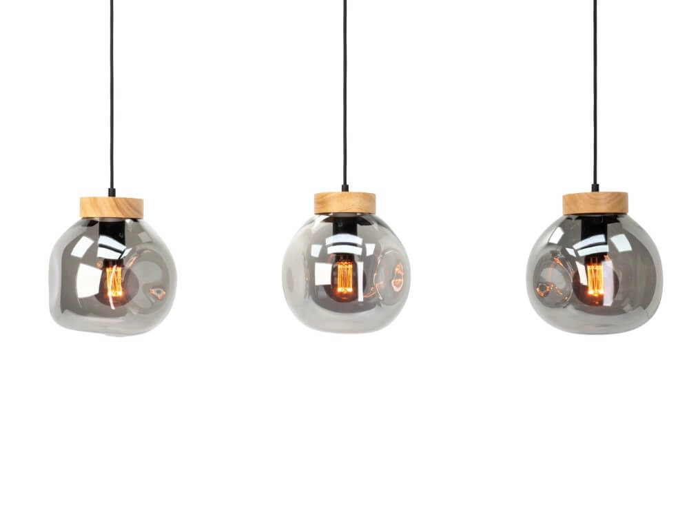 Lampe suspendue 3 lumières Magacela bois avec verre fumé Stars of Light 9008606274499
