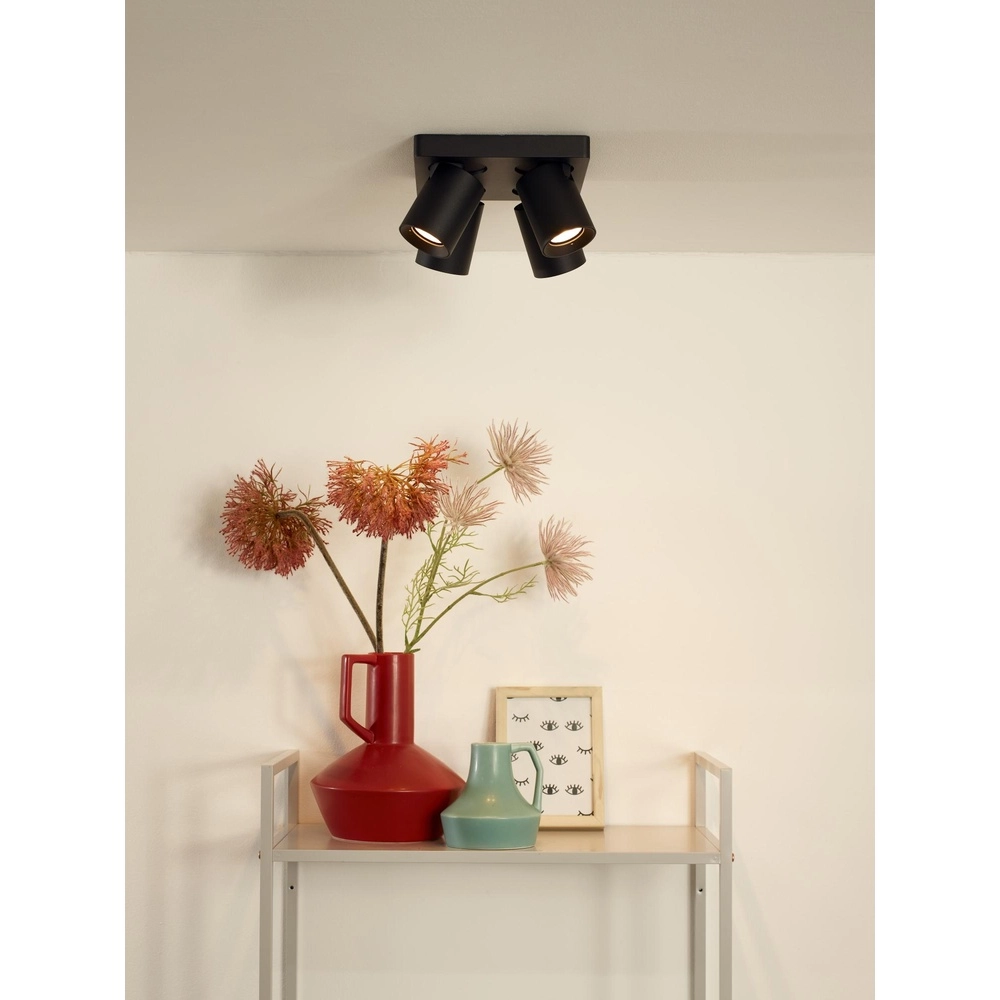 Projecteur de plafond Nigel Noir à 4 lumières Lucide 5411212092595