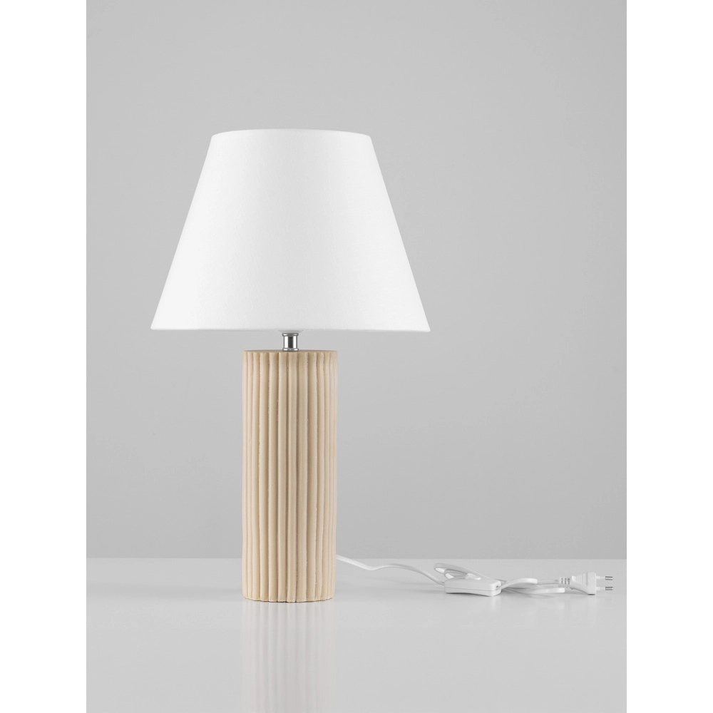 Lampe de table Bacco Beige avec abat-jour blanc Lyora 5212017468161