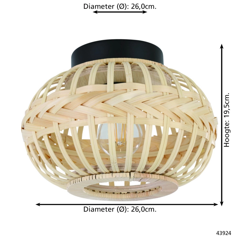 Lampe de plafond en rotin Towcester Ø 26cm - 1x E27 Eglo 9002759439248