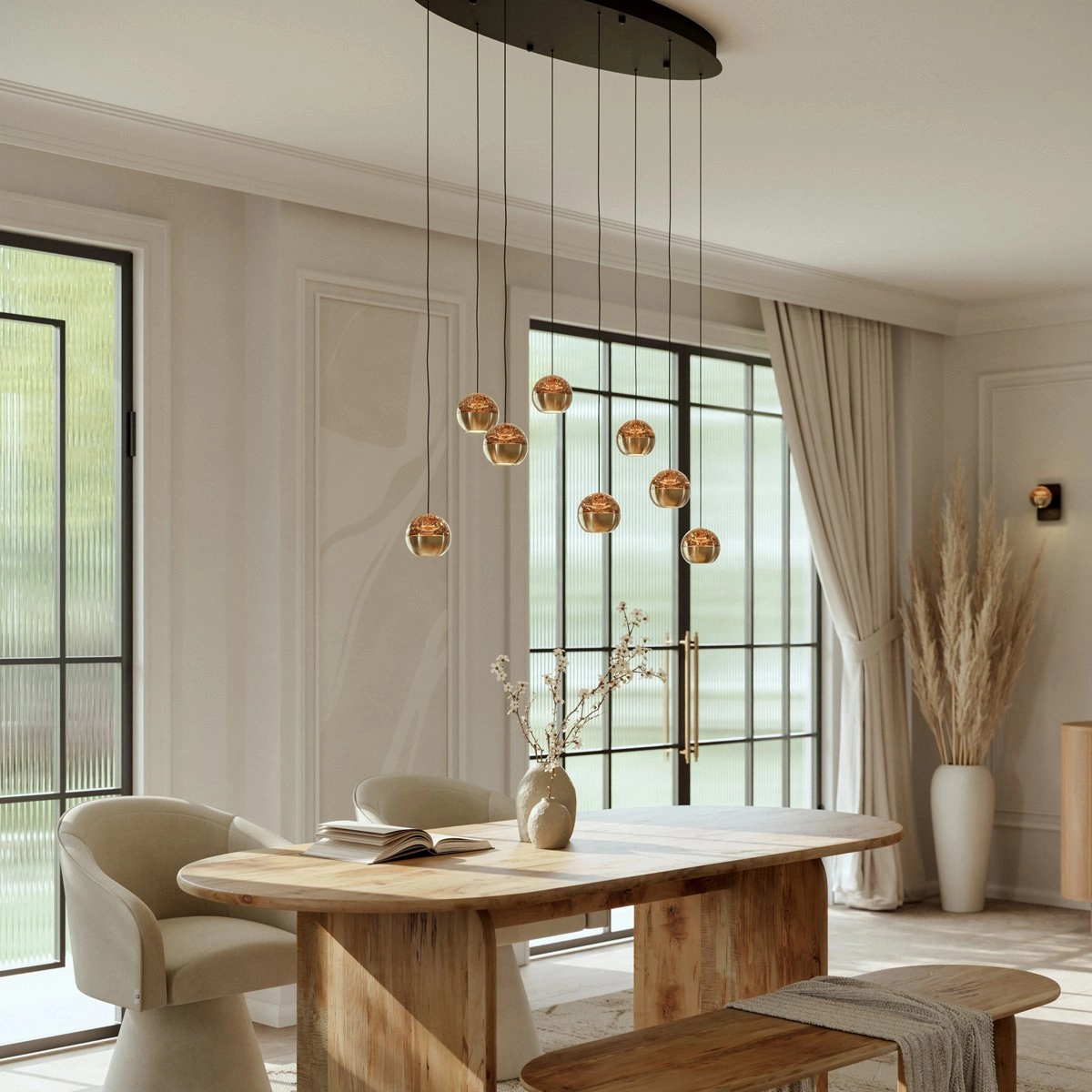 Lampe suspendue ovale Belluno LED 8 lumières - laiton Steinhauer 8712746183993