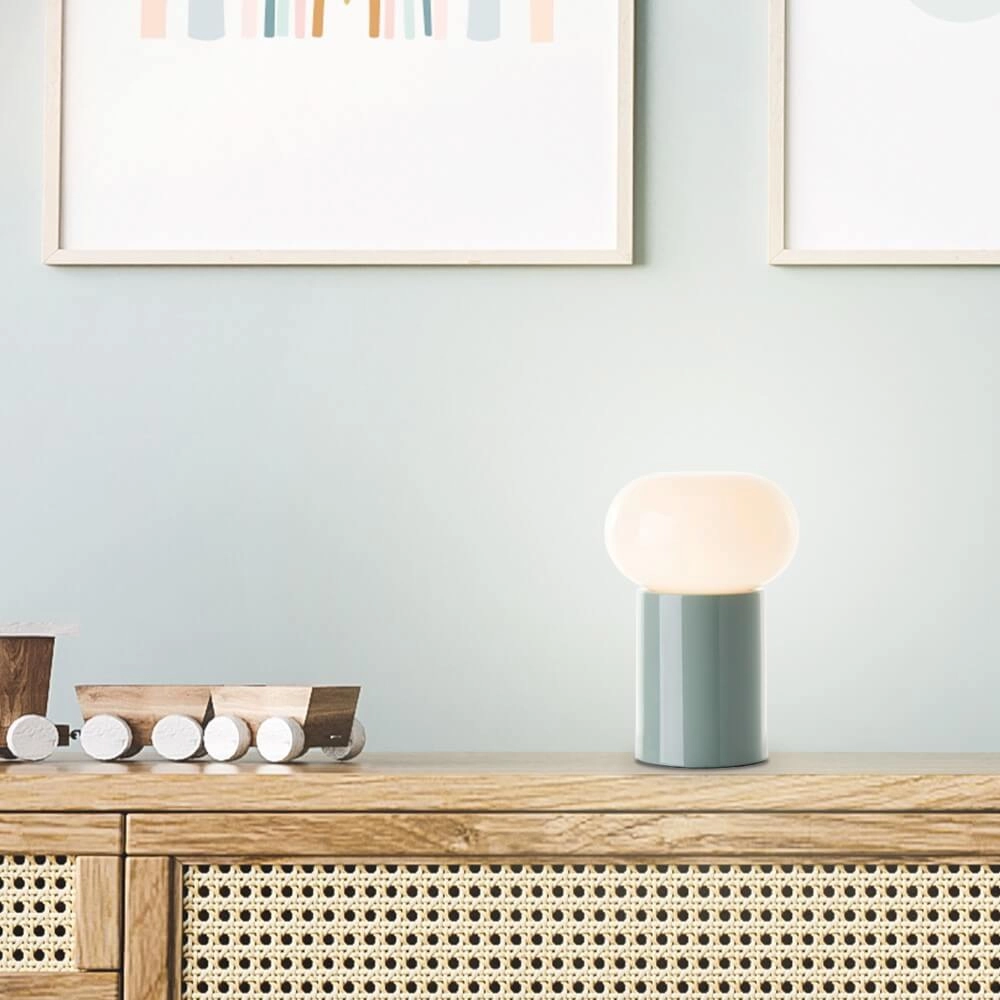 Lampe de table verte Knut avec verre blanc Brilliant 4004353430176