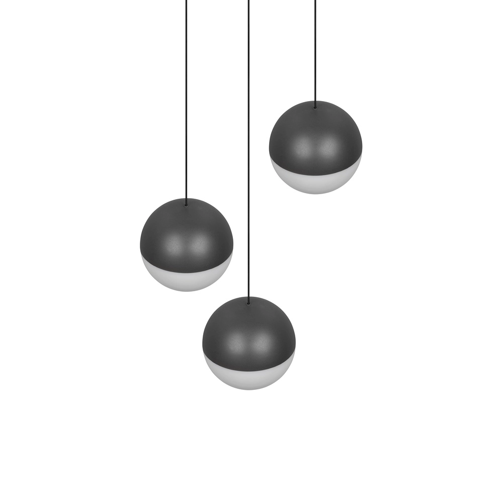 Lampe pendante à 3 lampes Senta Anthracite ronde Trio 4017807697834