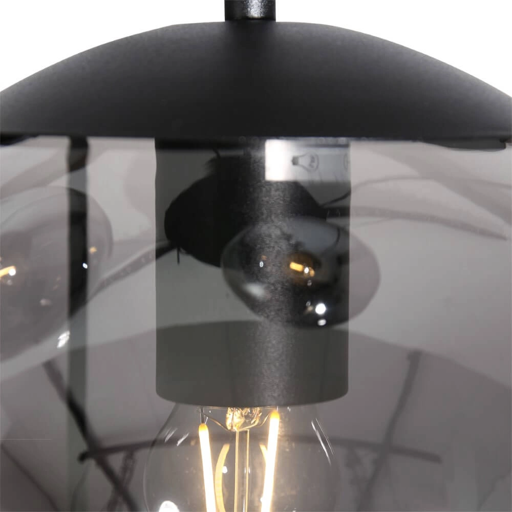 Lampe suspendue loft 5 lumières Bolique noir avec verre fumé Steinhauer 8712746133363