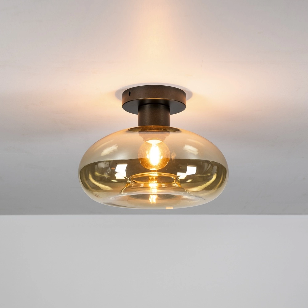 Lampe de plafond en verre Soll Ø 27cm - verre ambré