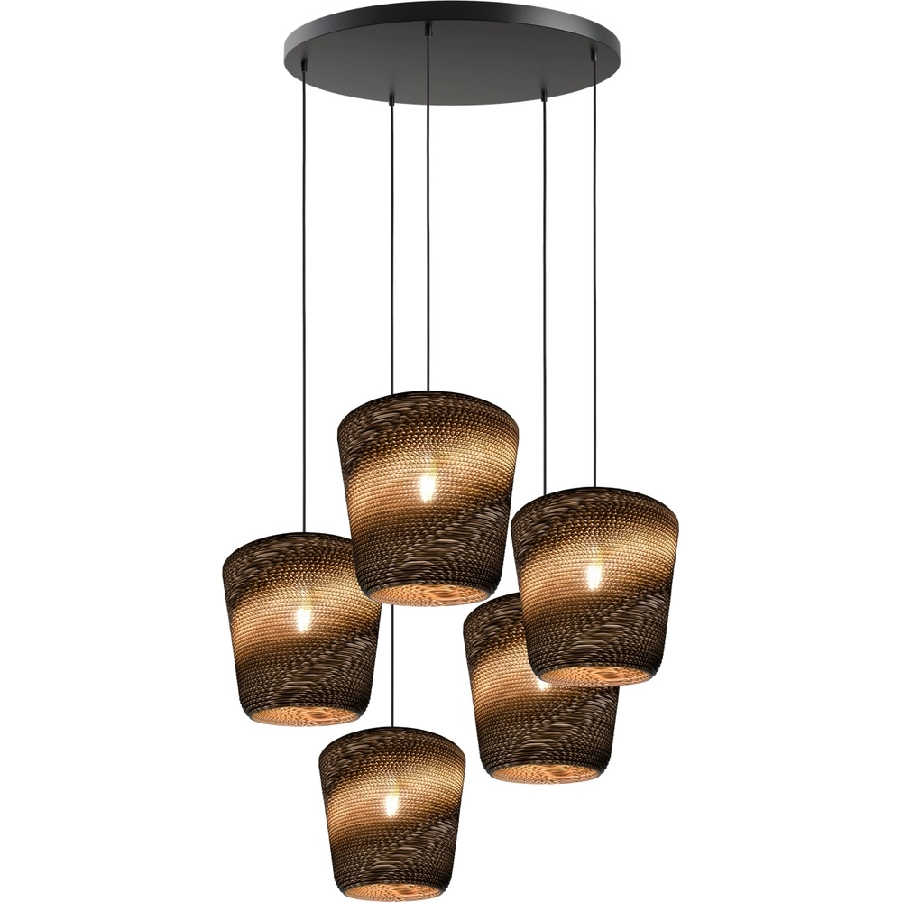 Lampe suspendue Carta Moody Abat-jour Think Paper 5x Ø34cm - noir