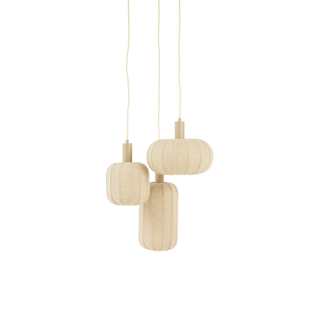 Lampe pendante Japandi Tufia Brun sable clair à 3