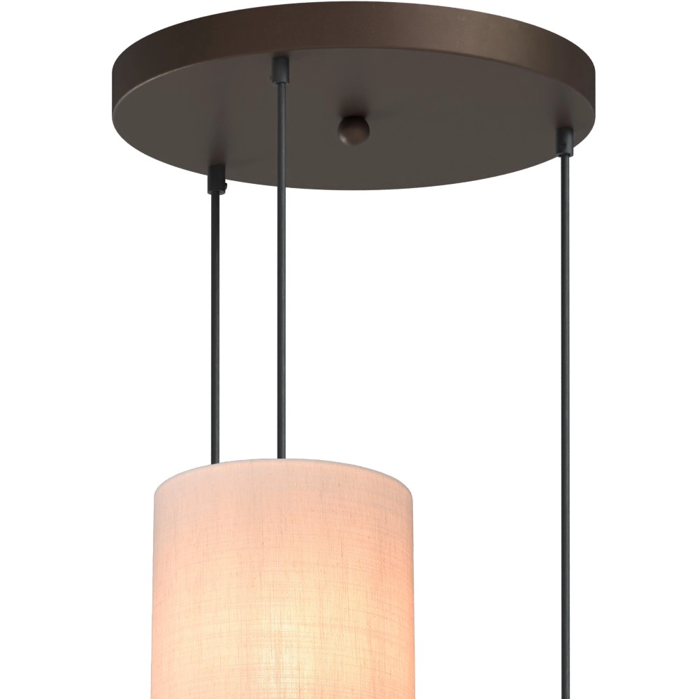 Lampe pendante à 3 lampes Lisbourg Cacao avec un chapeau blanc foncé Masterlight