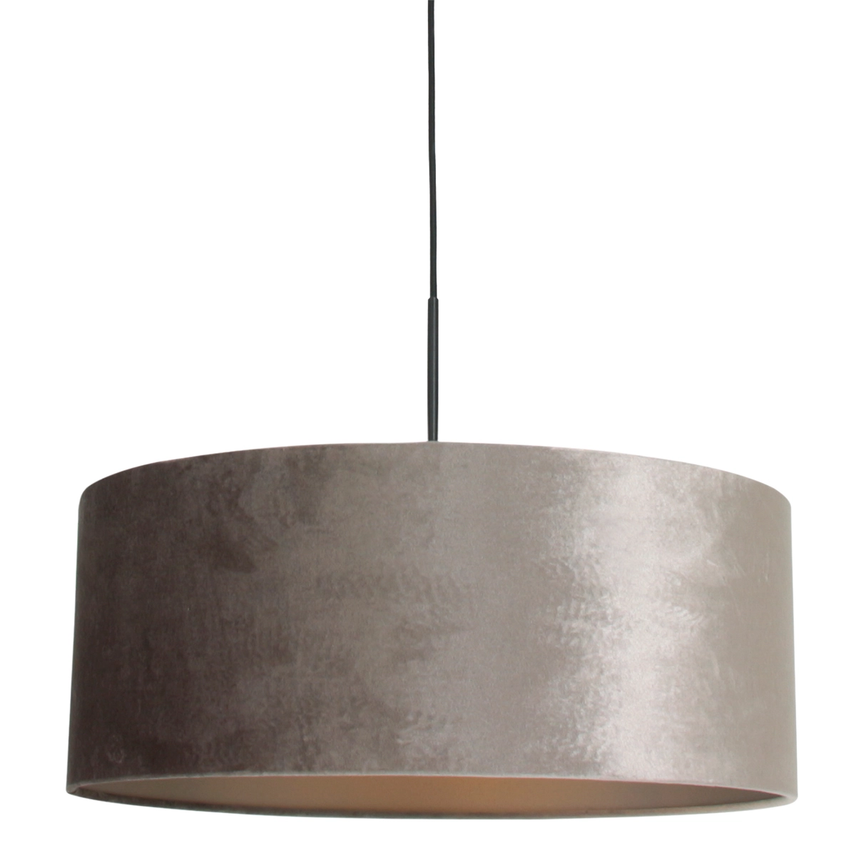 Lampe suspendue Sparkled 50 cm noir avec abat-jour en velours taupe