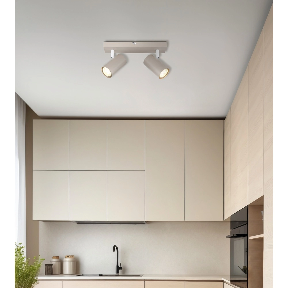 Spot de plafond à 2 lumières Robby brun sable Globo 9007371566457