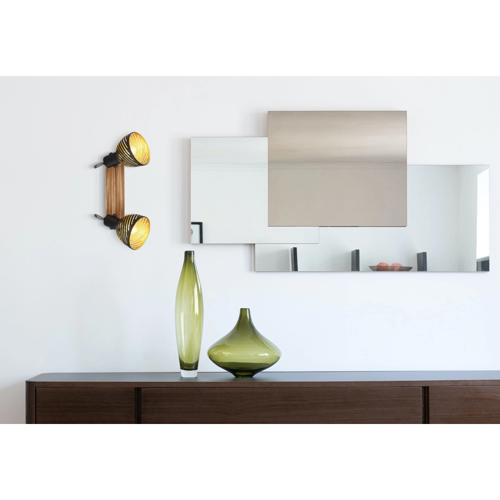 Lampe de plafond Lenna Bois 2 clairs avec noir Globo 9007371422685