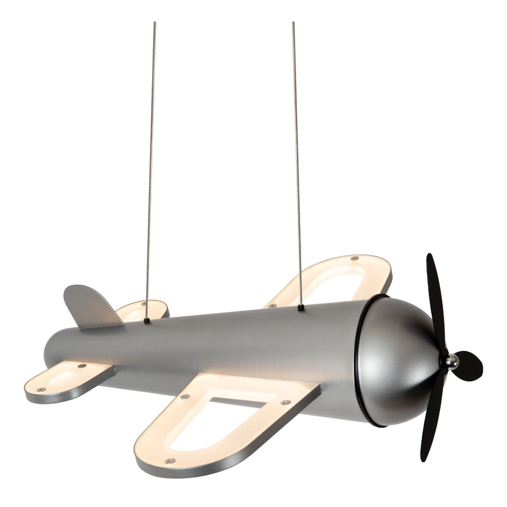 Lampe suspendue pour la chambre des enfants Fokker Gris métallique d’avion Lucide 5411212771520