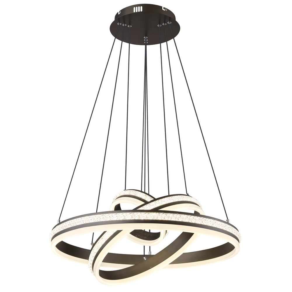 Lampe pendante de conception Grouni 3 anneaux en titane brossés