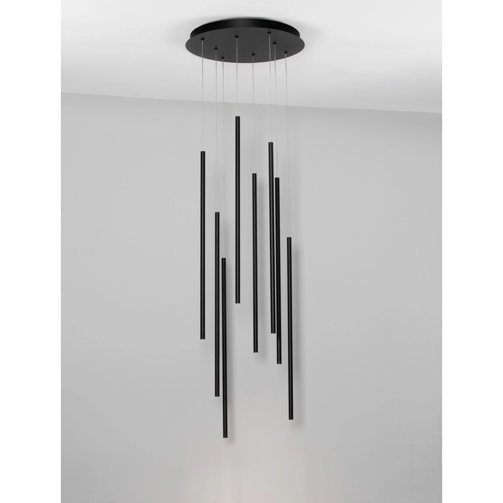 Suspension design Elettra 8 lumières noir Suspension design Elettra 8 lumières noir