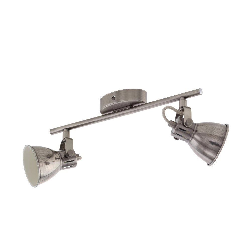 Spot de plafond LED Seras Nickel à 2 lumières avec crème