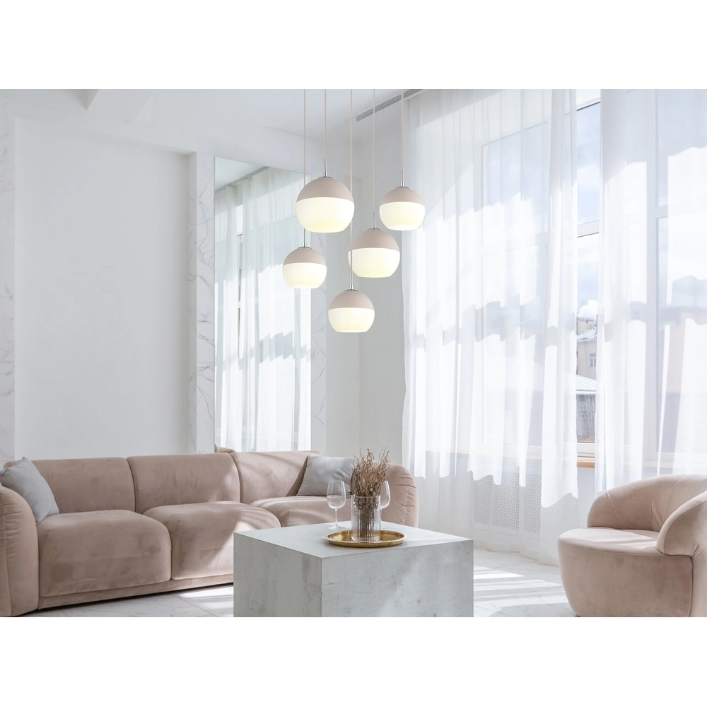 Suspension 5 lumières Ragusa rond sable brun Globo 9007371566792