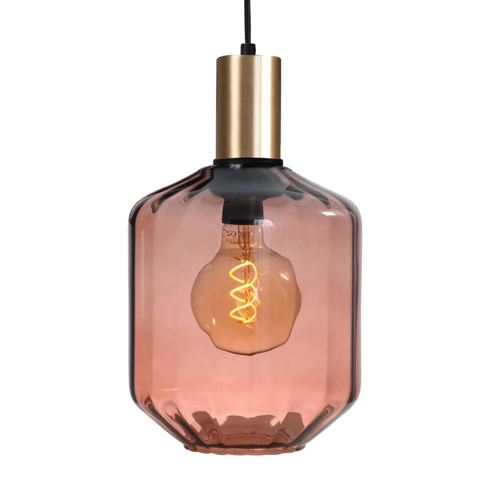 Lampe suspendue dorée Porto avec verre rouge Jagger - Ø 19cm Lampe suspendue dorée Porto avec verre rouge Jagger - Ø 19cm