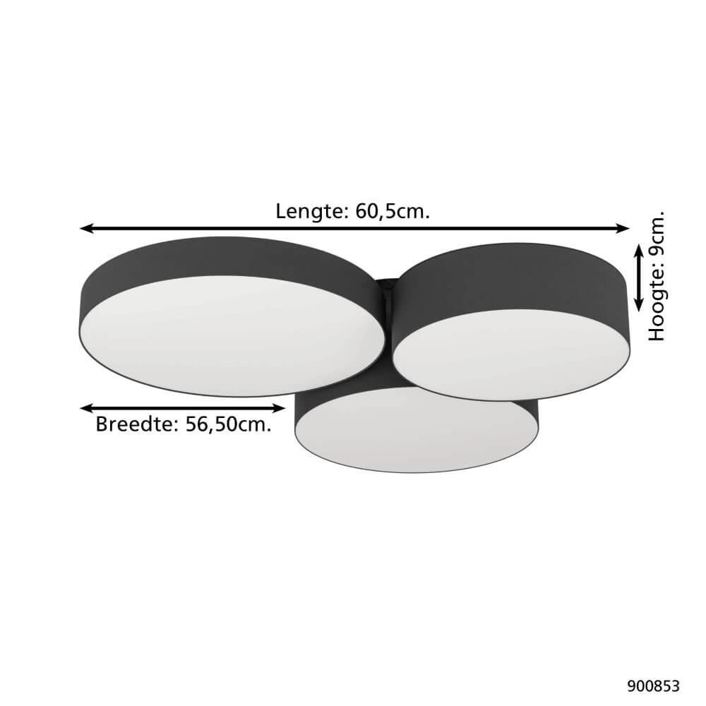 Plafonnier LED Barbano-Z 3 lumières - noir Eglo 9008606274185