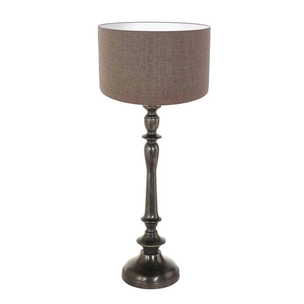 Lampe de table Bois avec capot gris