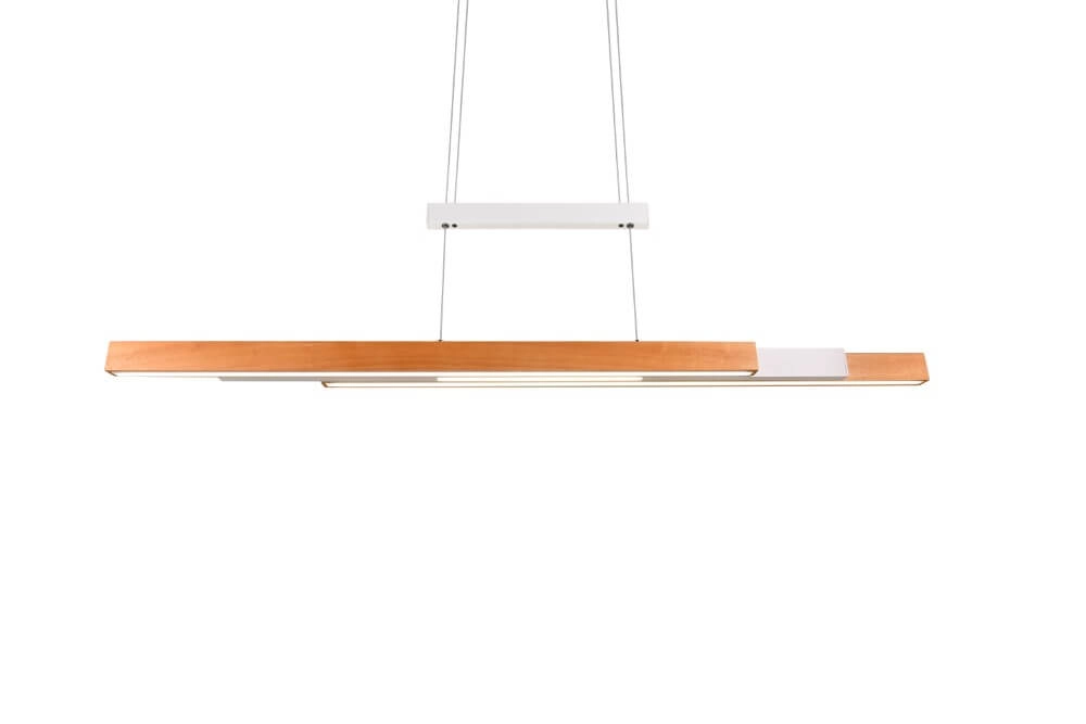 Lampe suspendue de bureau Trajan avec aspect bois et blanc Trio 4017807613018