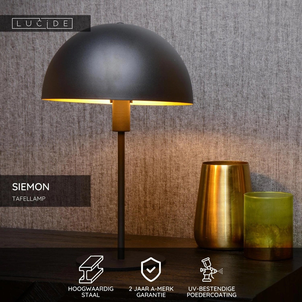 Lampe de table de conception Siemon Noir Lucide 5411212451521