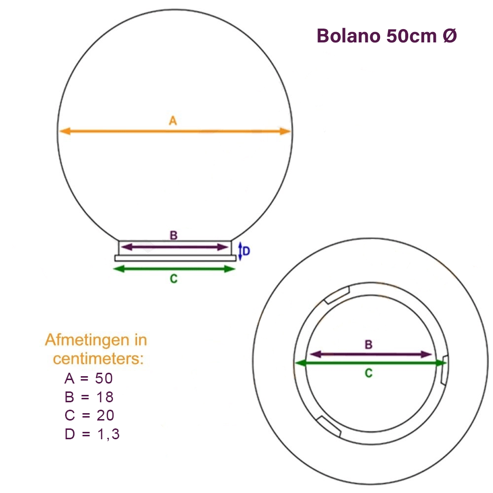 Lampe de jardin Globe Bolano 201cm. opale debout Lyora 8716803501423