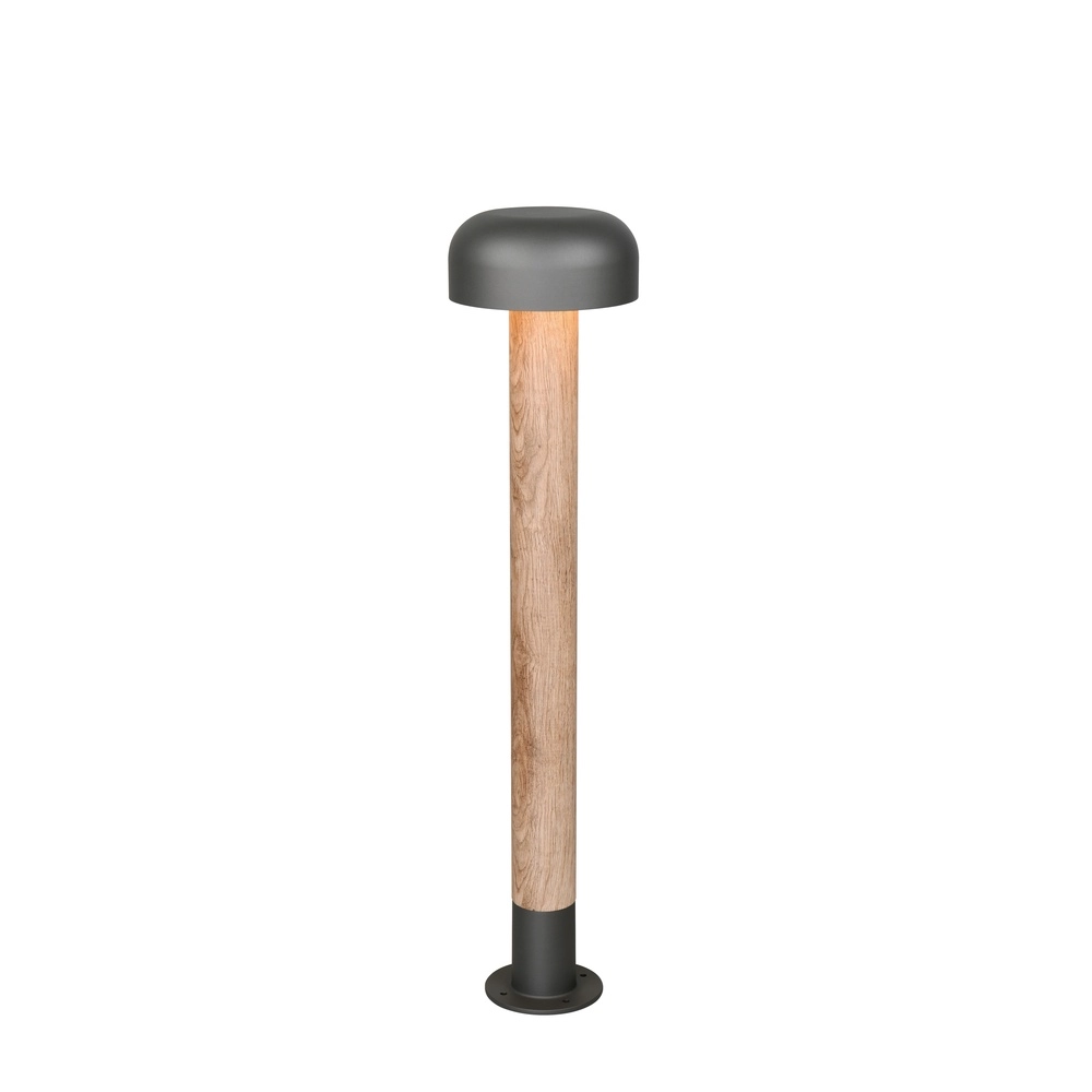 Lampe de jardin Fraser gris avec bois 84,5cm