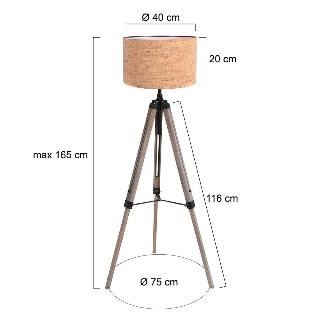 Lampe sur pied trépied Triek avec un chapeau en liège Ø40cm Steinhauer 8712746180473