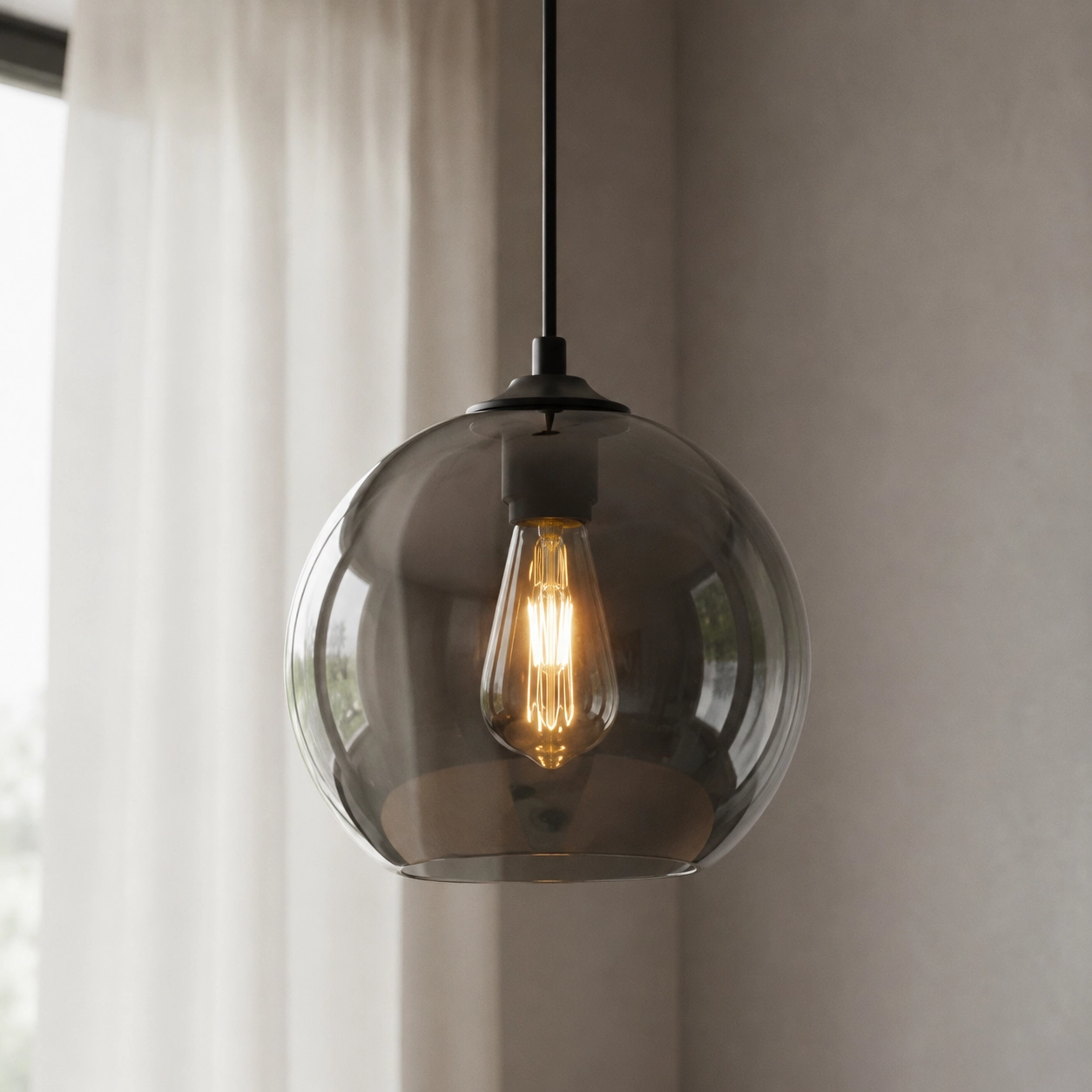 Lampe suspendue design Marino verre gris Ø 25cm
