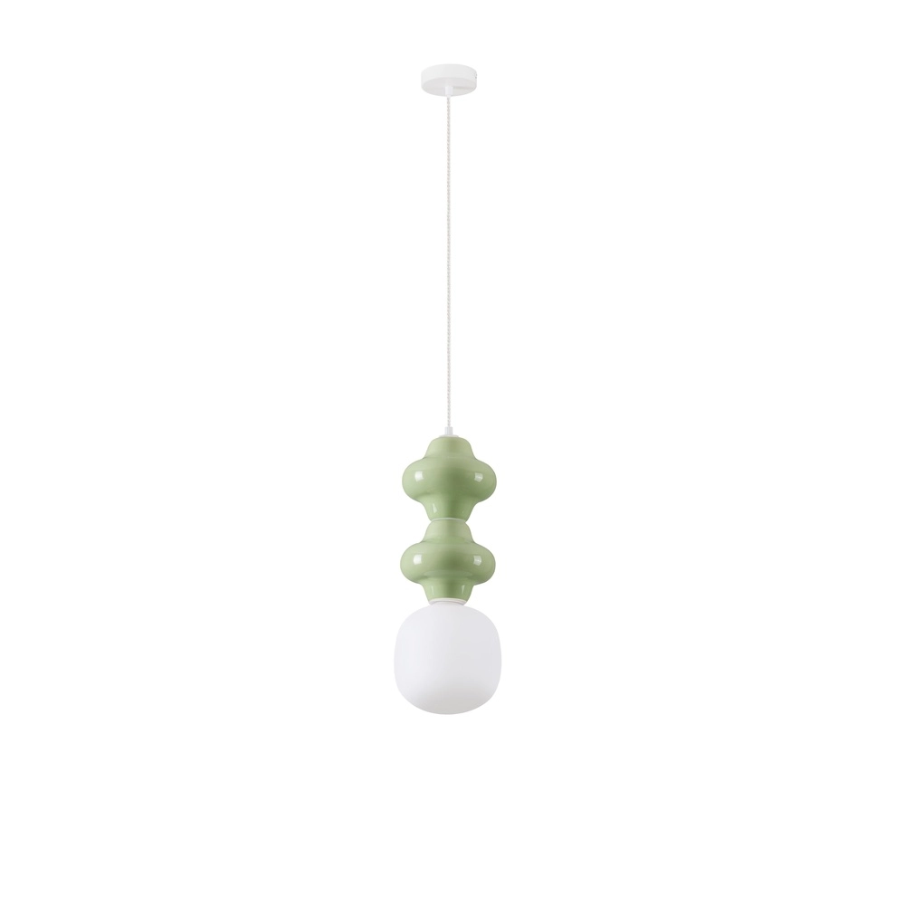 Suspension Clio M céramique vert clair avec verre blanc Lyora 5212017461278