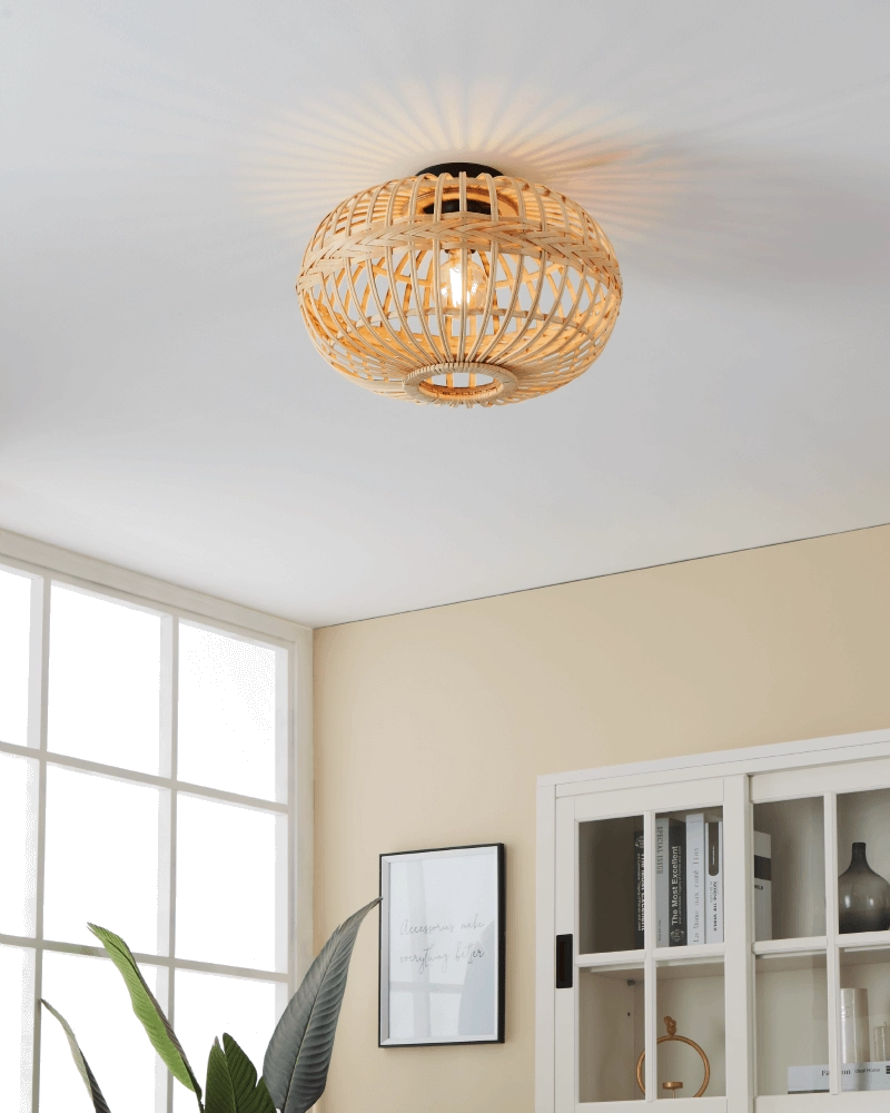 Plafonnier en rotin Amsfield Ø45cm Eglo 9002759437237