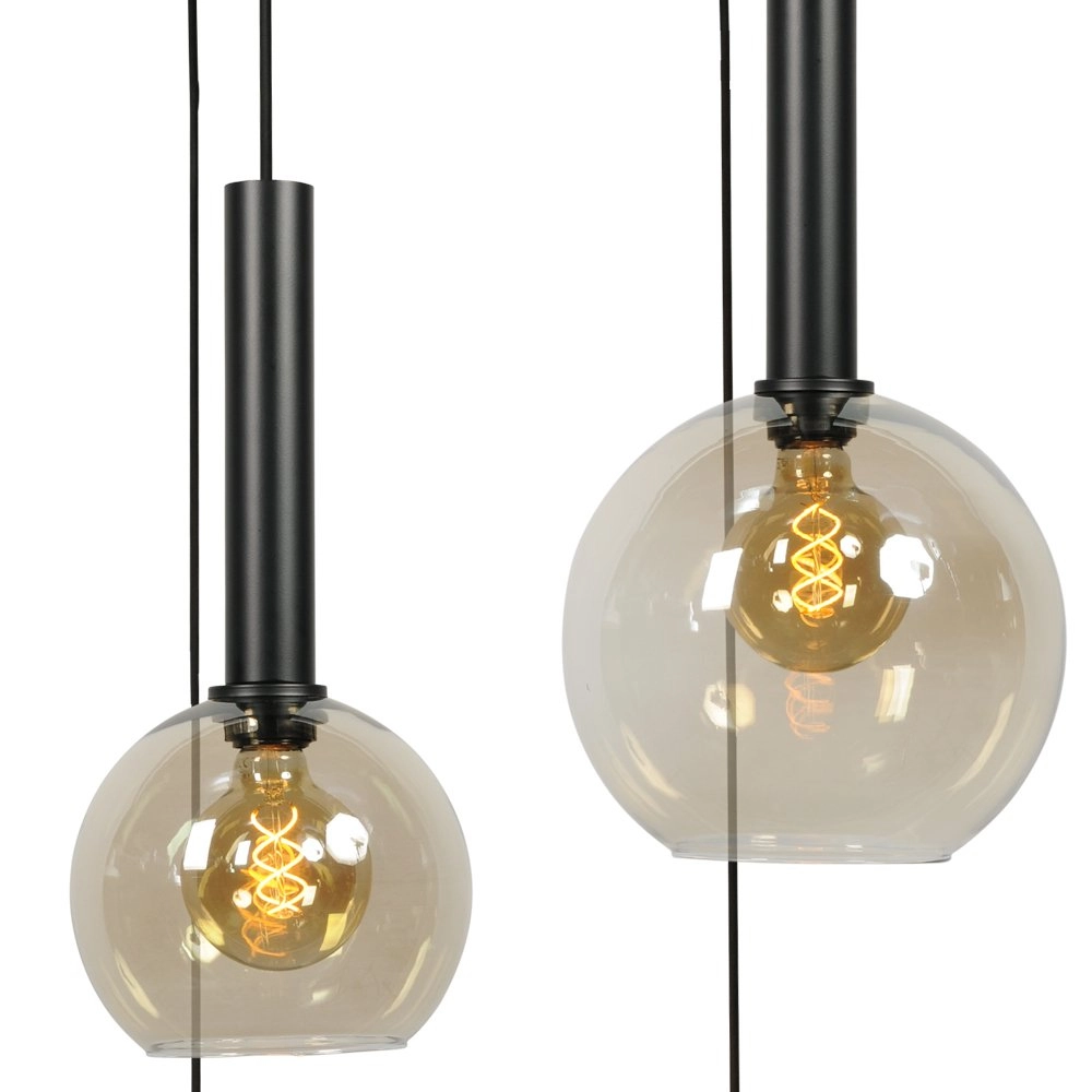 Lampe suspendue noire Bella 5 lumières avec ampoules en verre Masterlight 8718121255798