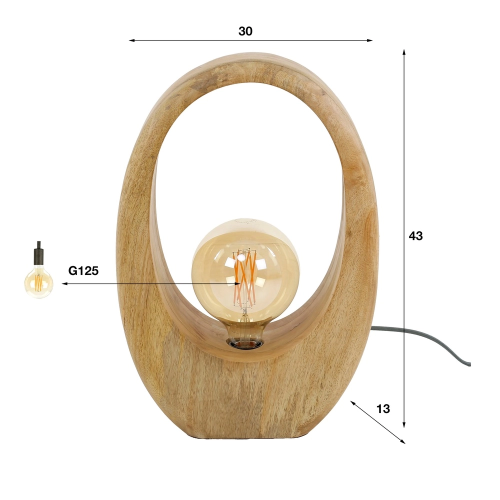 Lampe de table en bois de manguier Arch 1x E27 - 43cm Lyora 8716803511460