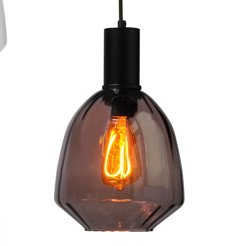 Suspension loft 3 lumières - noire - Porto avec des lunettes Nicolette Masterlight 8718121270951