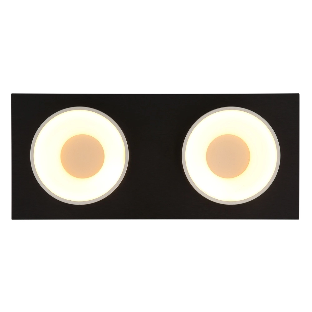 Lampe de plafond à deux lumières Raymond noir avec du champagne Globo 9007371522873