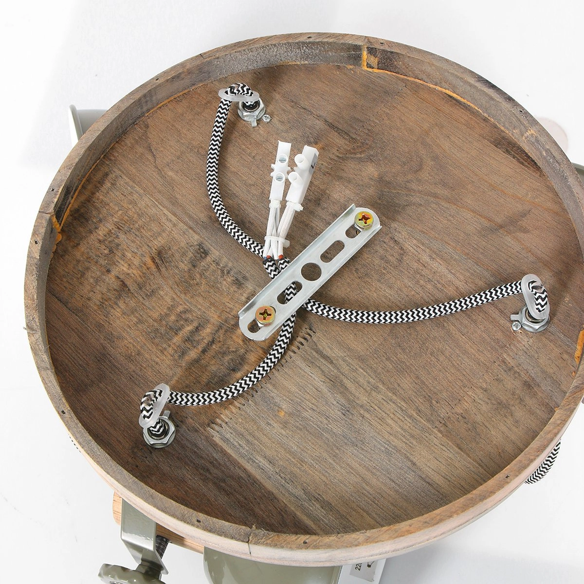 Plafonnier industriel Gearwood 3 lumières rétro vert avec bois Steinhauer 8712746135398