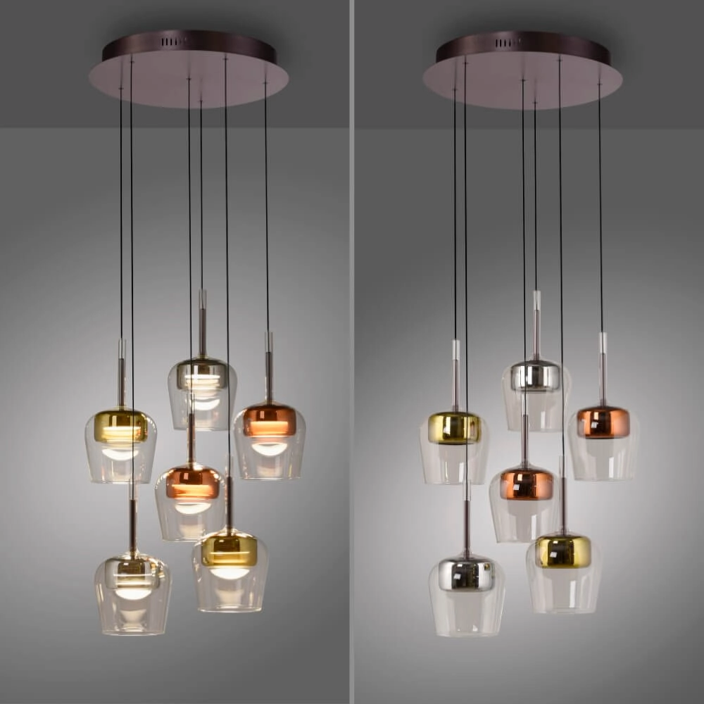 Lampe suspendue 6 lumières Q-Kon plusieurs couleurs Paul Neuhaus 4012248383872