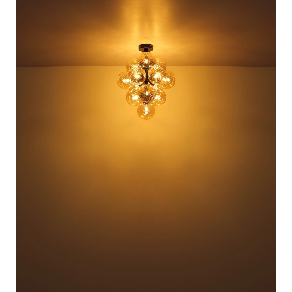 Lampe de plafond noire Conor avec verre ambré Globo 9007371518173